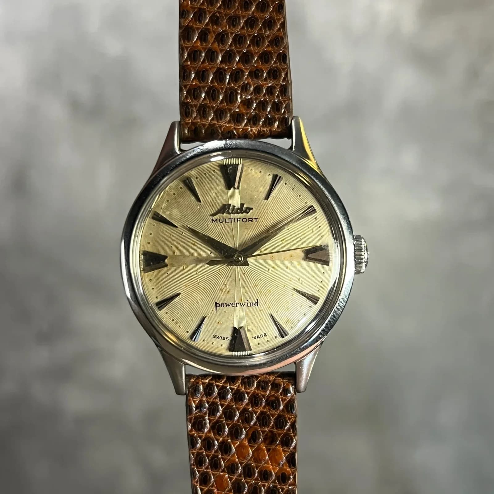 Thumb Mido Multifort Powerwind Rare Large Size Cream Pattern Dial LX2403