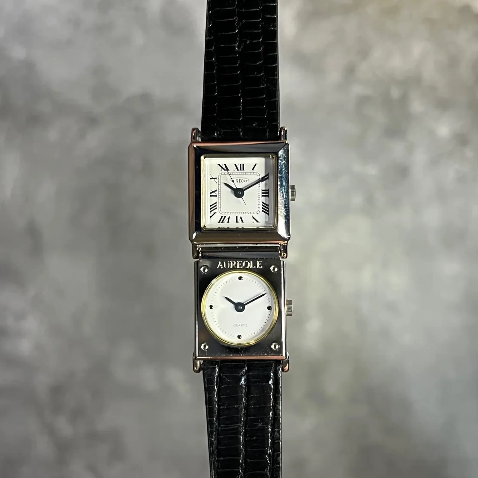 Thumb Vintage Aureole Double Face 62SW-371L Square White Dial with Roman Index