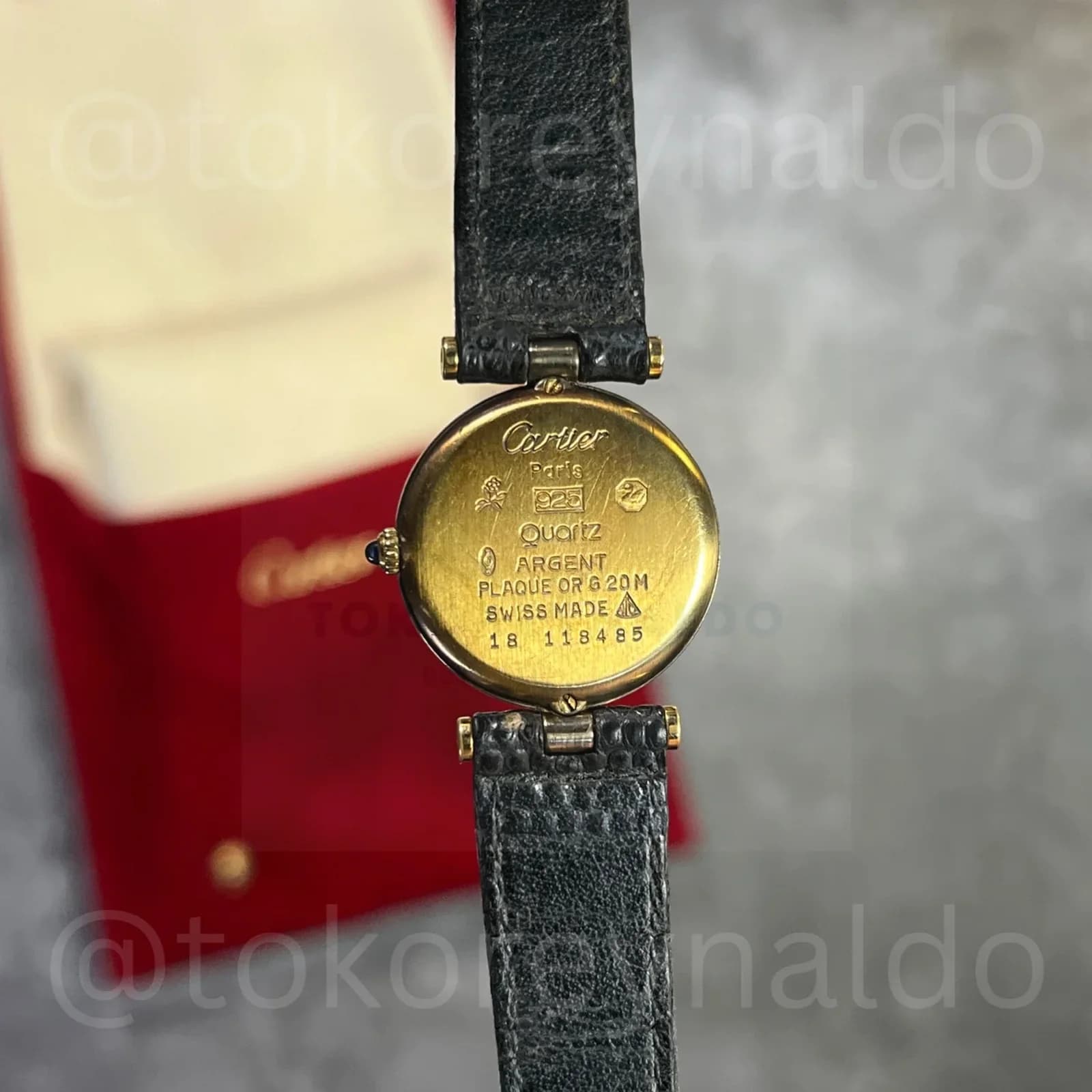 Thumb Vintage Cartier Must de Cartier Vendôme Round Vermeil 925 Black Spider Dial Ref. LX2567