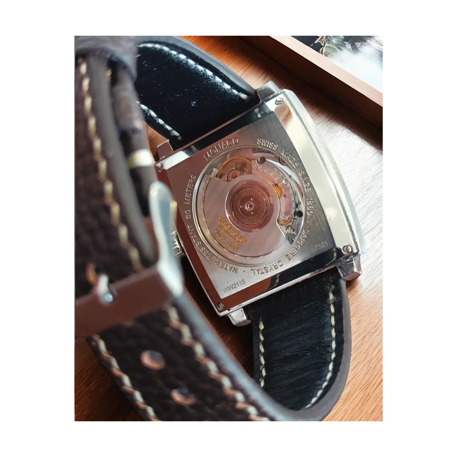 Thumb Monaco Calibre 6 Automatic Stainless Steel / Brown / Python