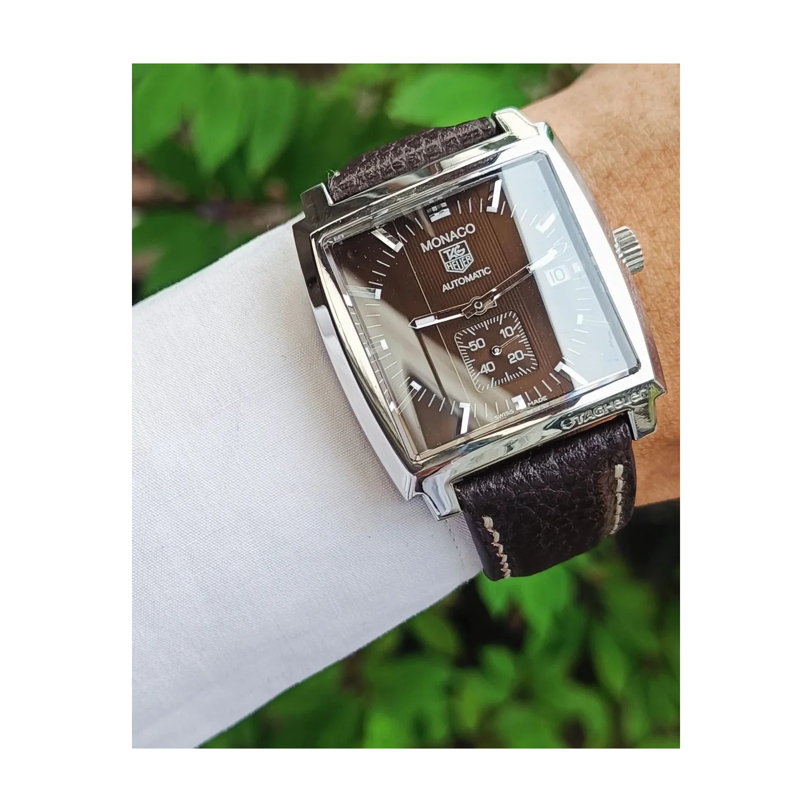 Thumb Monaco Calibre 6 Automatic Stainless Steel / Brown / Python
