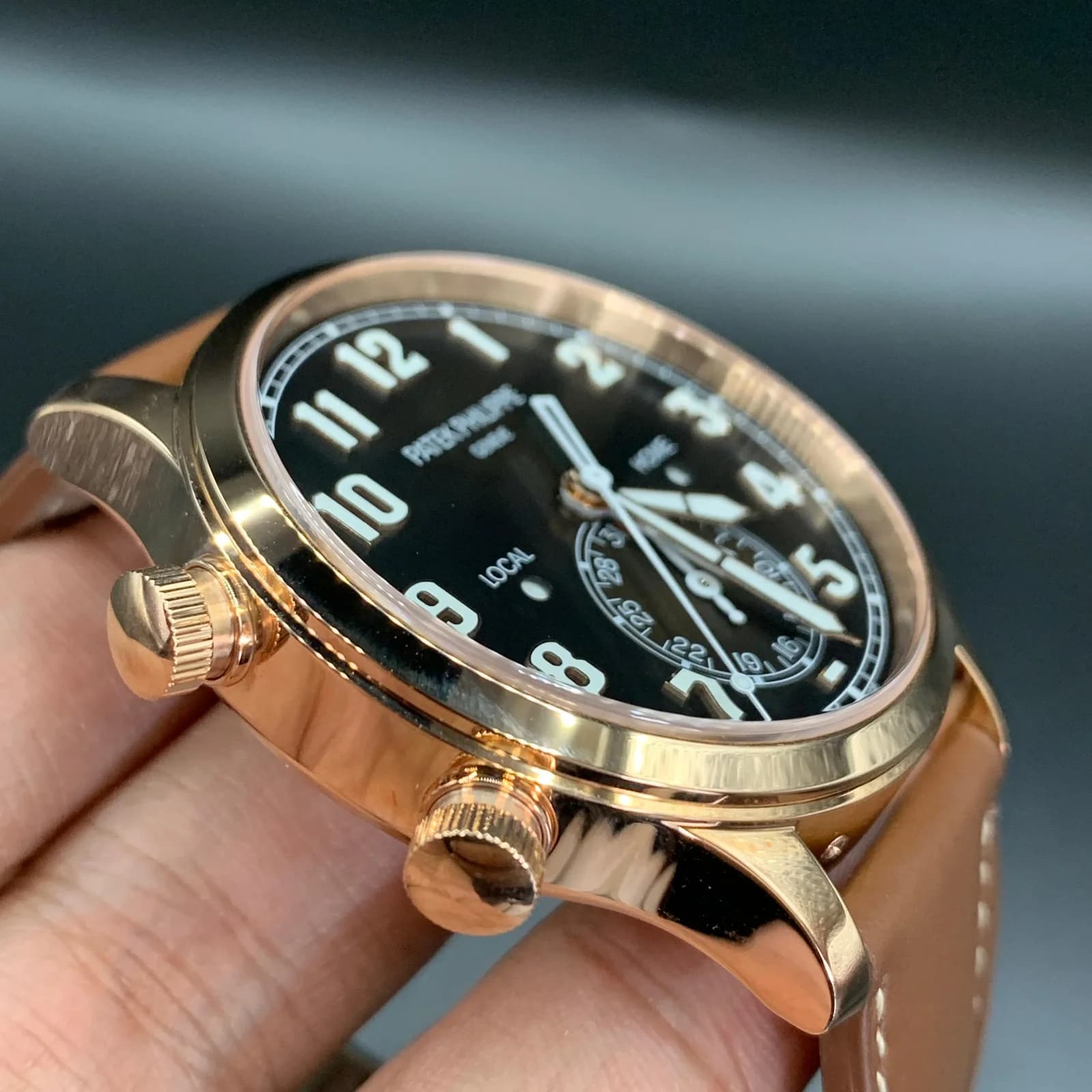 Thumb Calatrava Pilot Travel Time 5524 Rose Gold / Brown