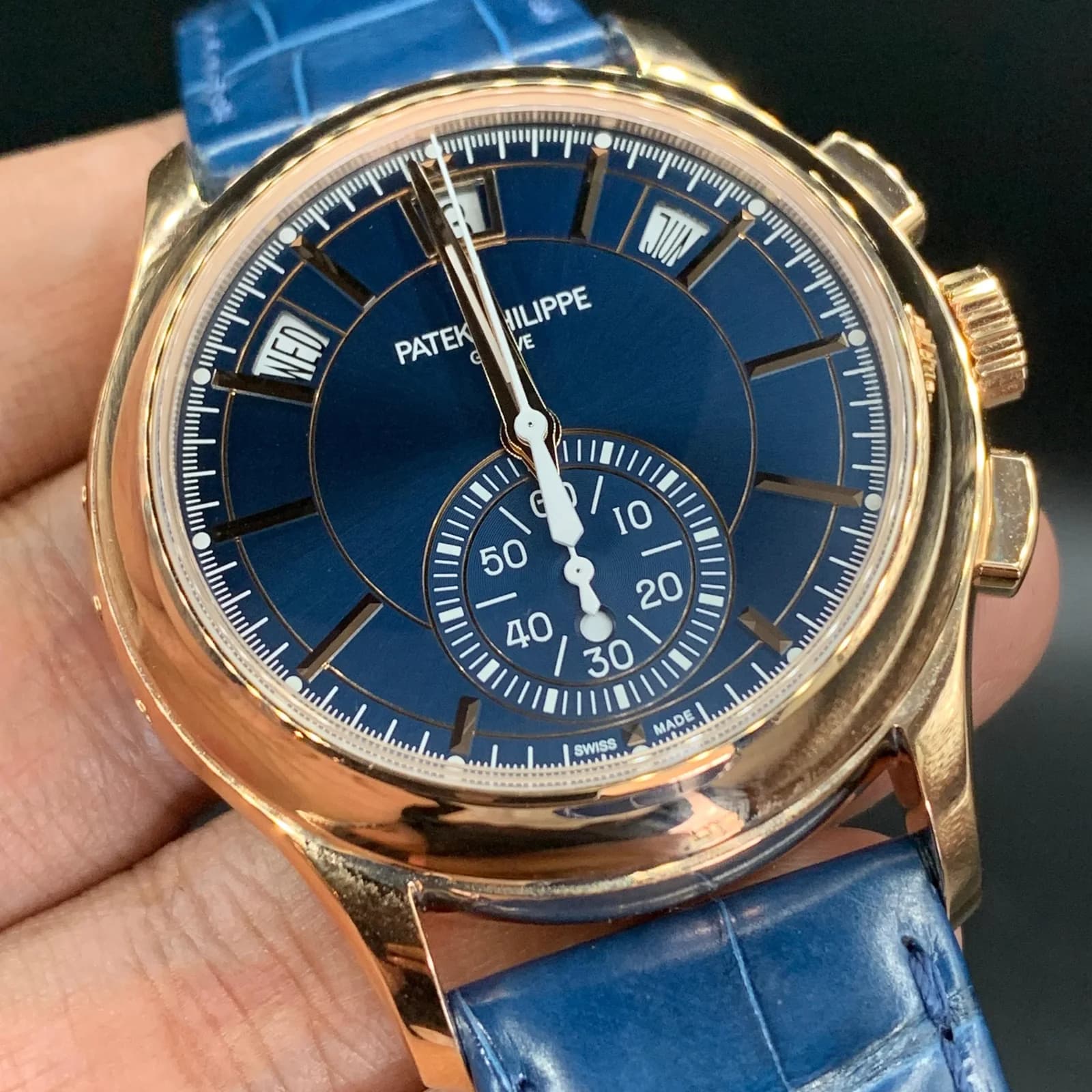 Thumb Annual Calendar Chronograph 5905 Rose Gold / Blue