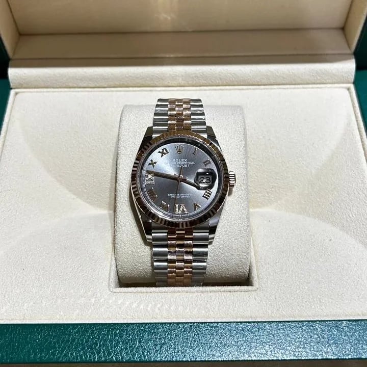 Datejust 36 Stainless Steel / Everose / Fluted / Slate Roman Diamond / Jubilee