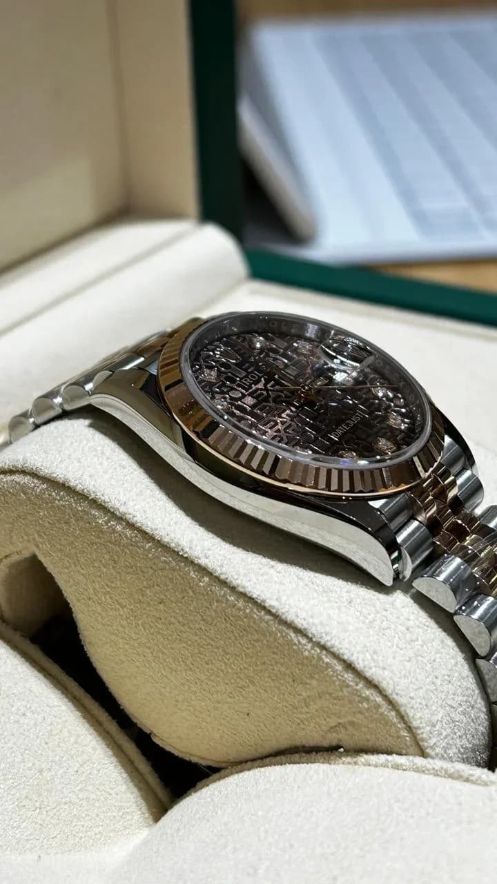 Thumb Datejust 36 Stainless Steel / Everose / Fluted / Chocolate Computer / Jubilee