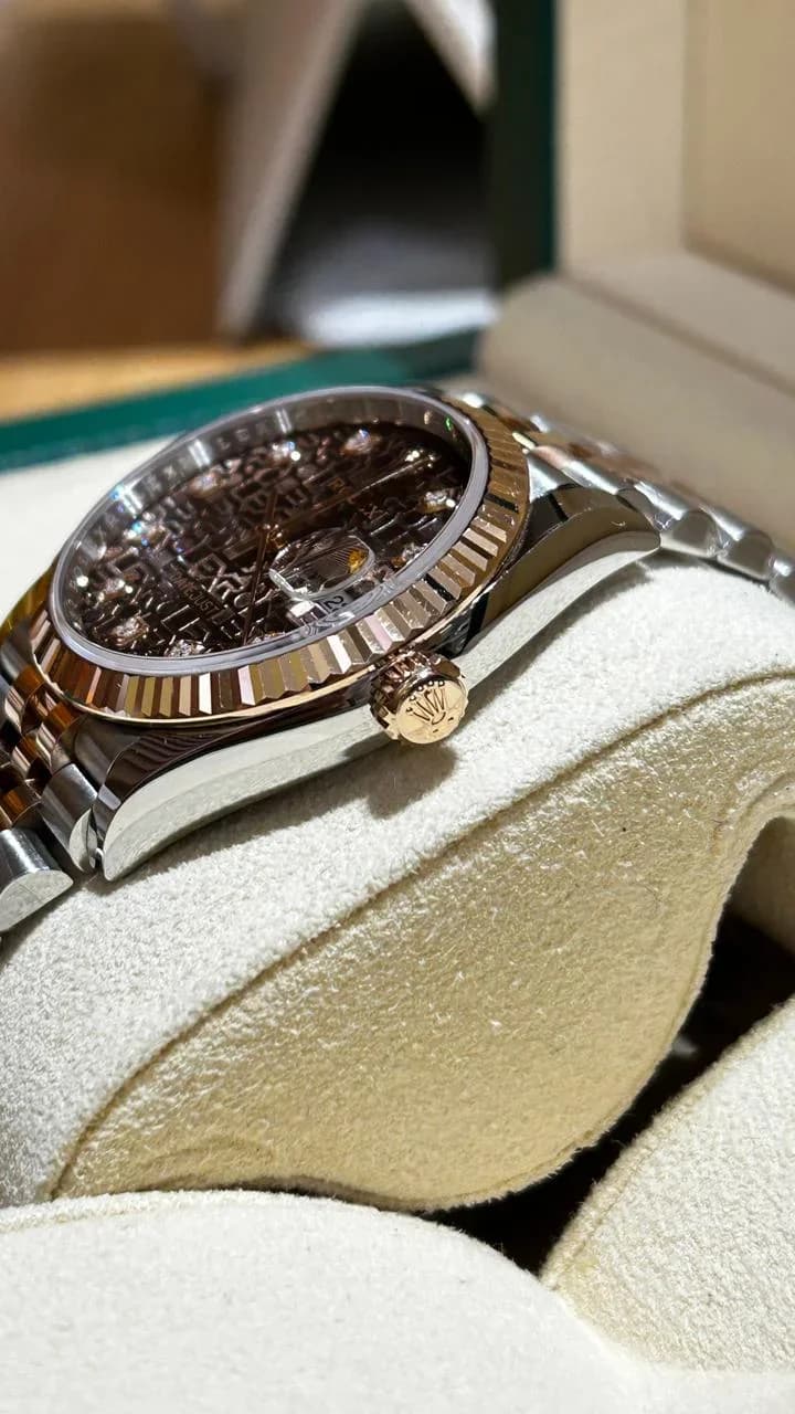 Thumb Datejust 36 Stainless Steel / Everose / Fluted / Chocolate Computer / Jubilee