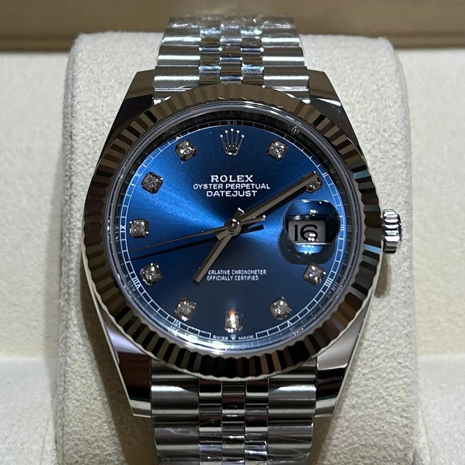 Thumb Datejust 41 Stainless Steel Fluted / Jubilee / Blue - Diamond