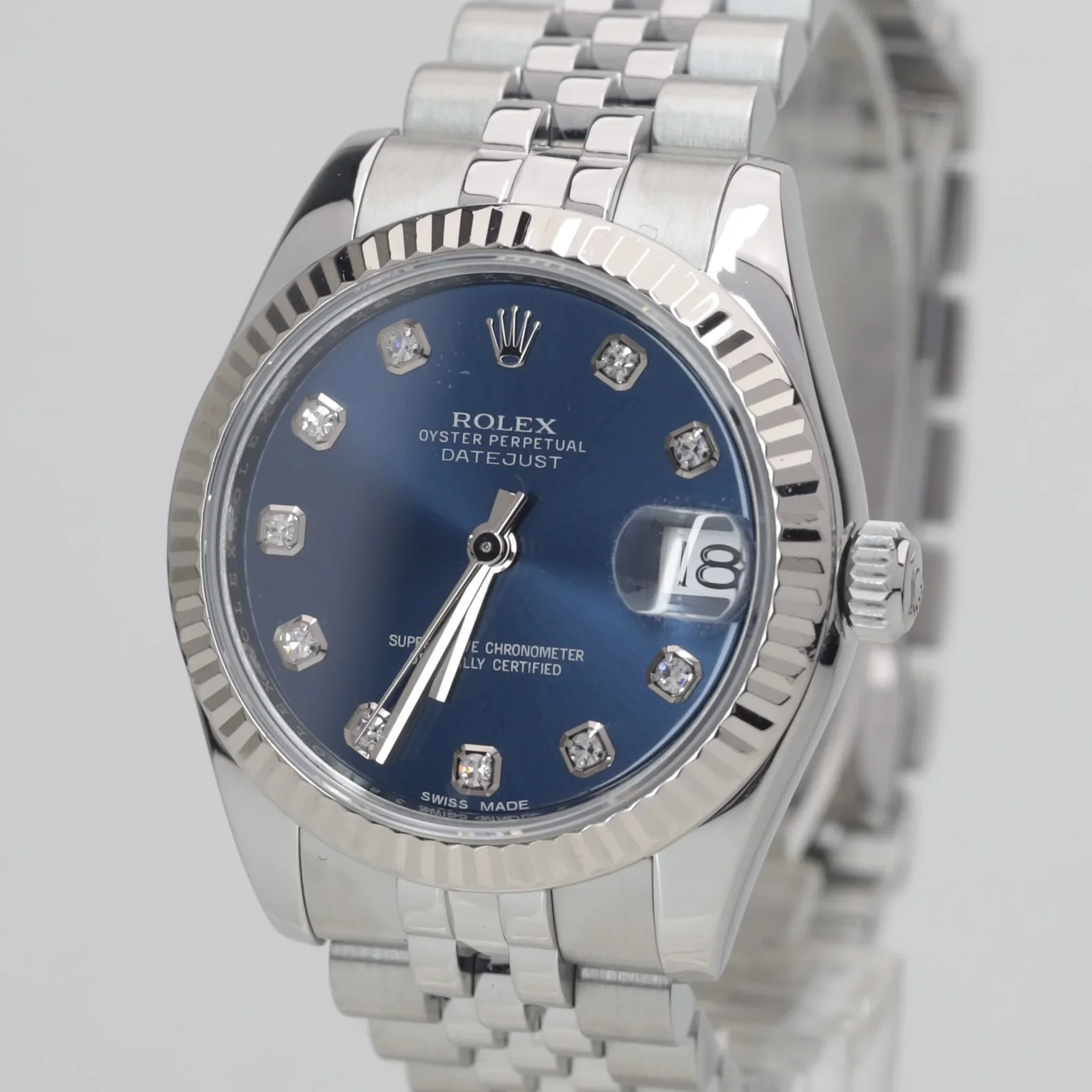 Thumb Datejust 31 Stainless Steel Fluted / Jubilee / Blue - Diamond