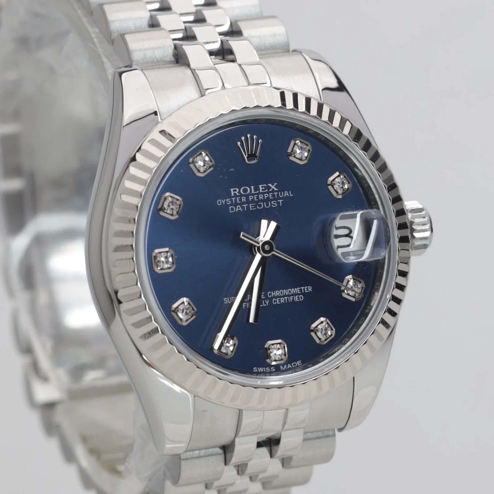 Thumb Datejust 31 Stainless Steel Fluted / Jubilee / Blue - Diamond