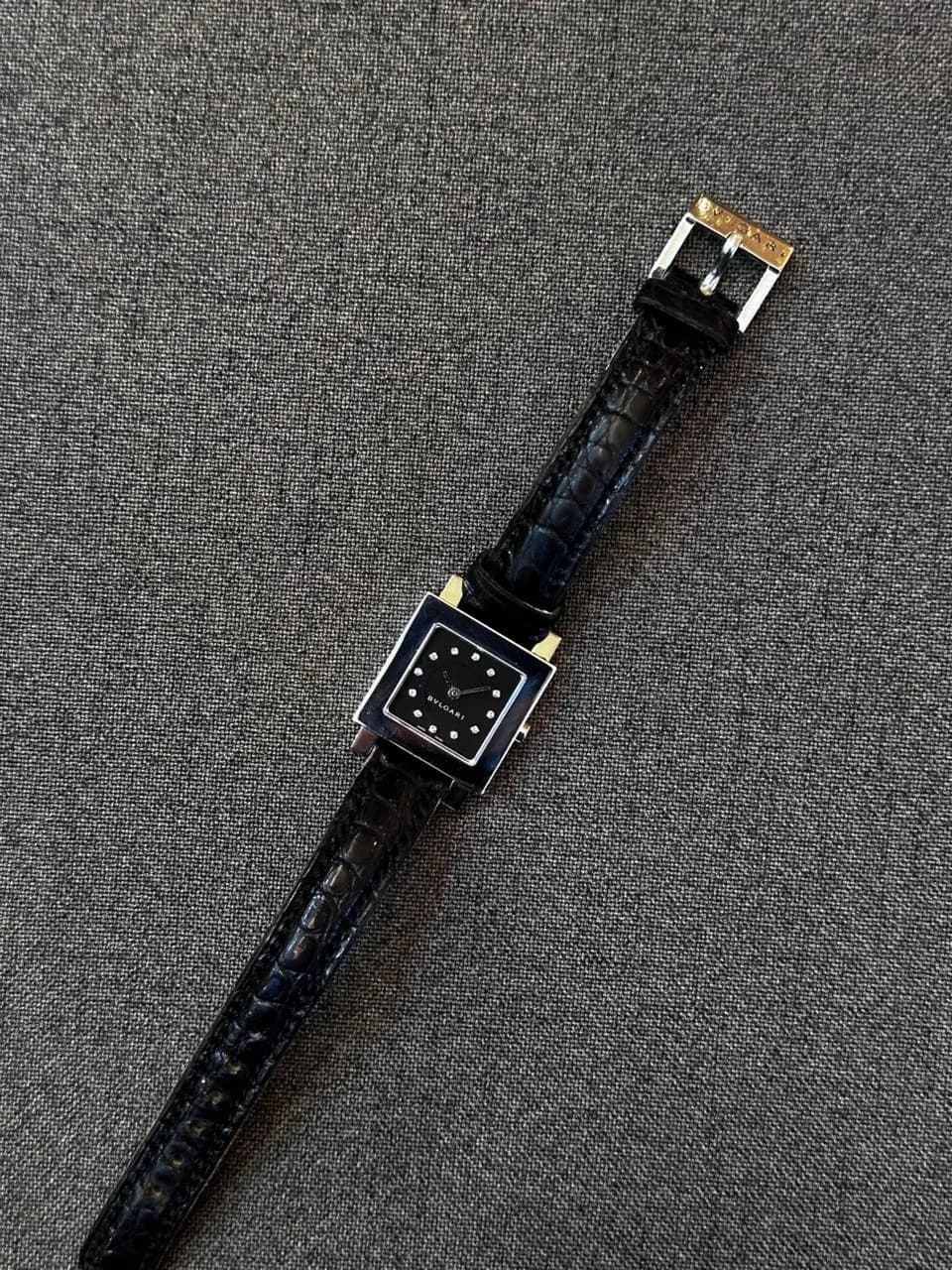 Thumb Quadrato Ladies Stainless Steel / Black-Diamond