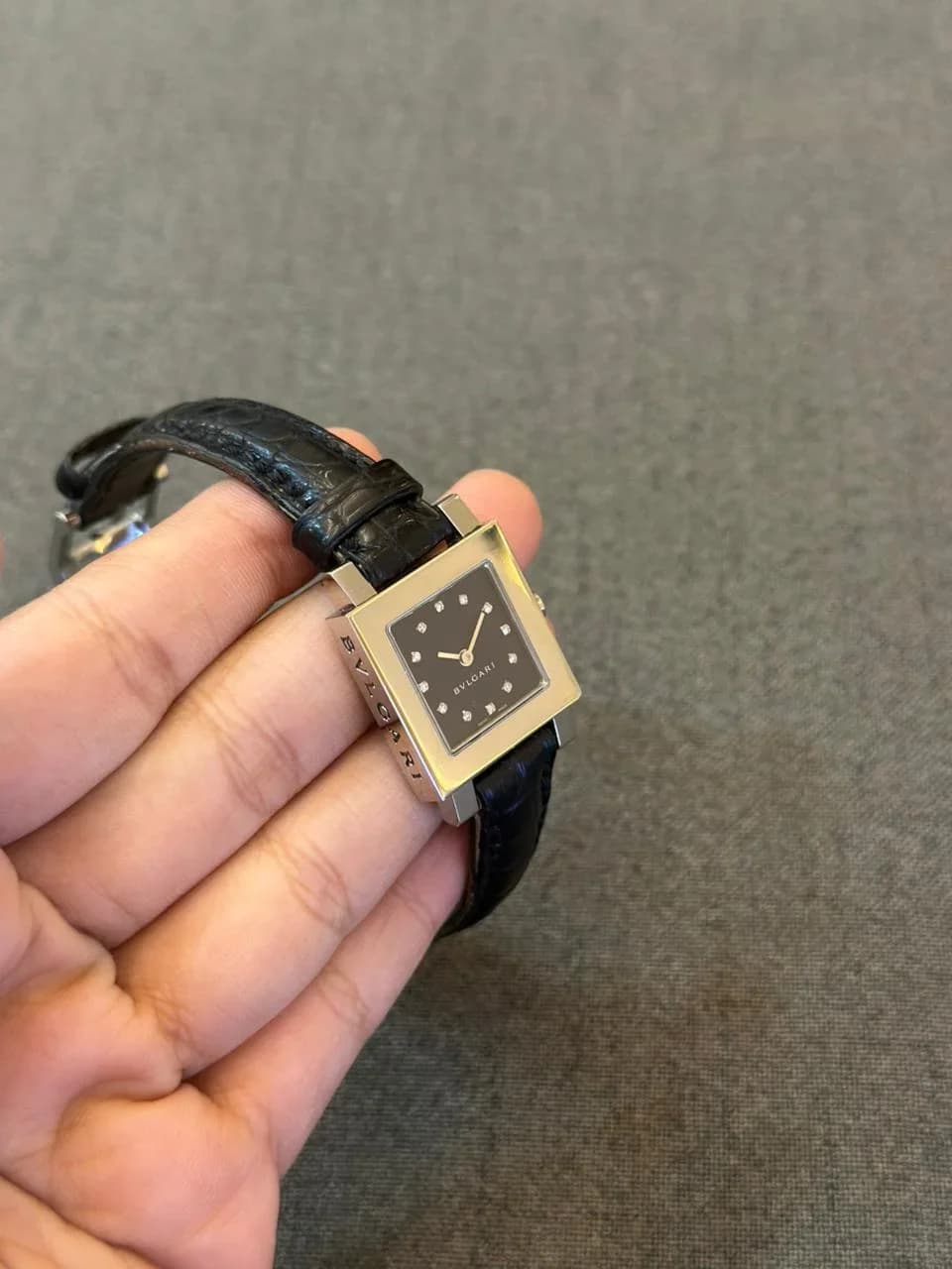 Thumb Quadrato Ladies Stainless Steel / Black-Diamond