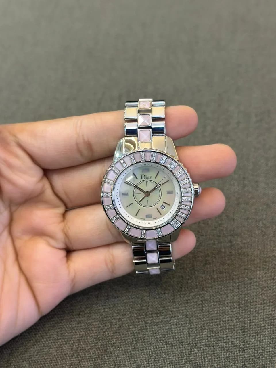 Thumb Christal Mother of Pearl Diamond Stainless Steel