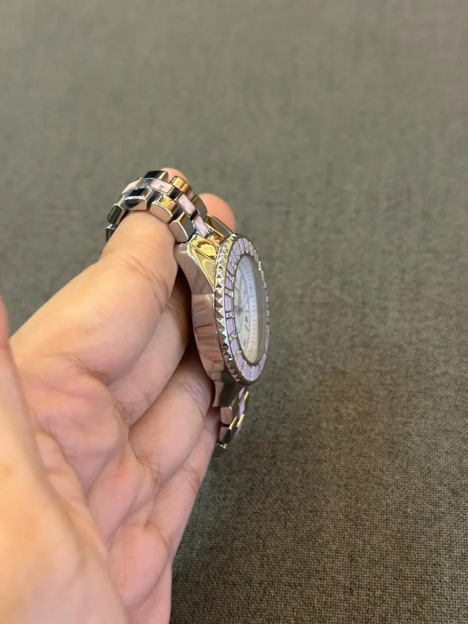 Thumb Christal Mother of Pearl Diamond Stainless Steel