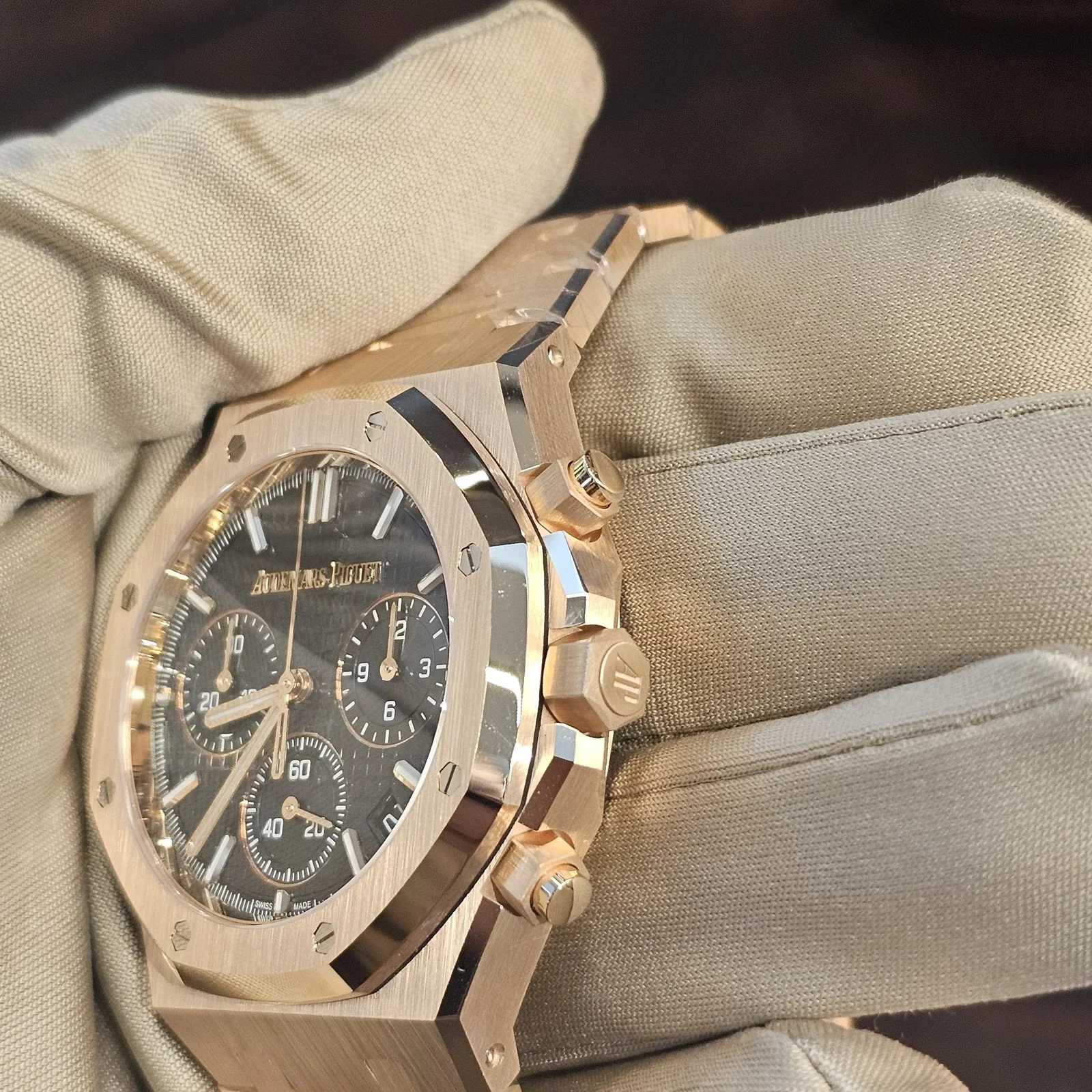 Thumb Royal Oak Chronograph 41 Pink Gold / Green