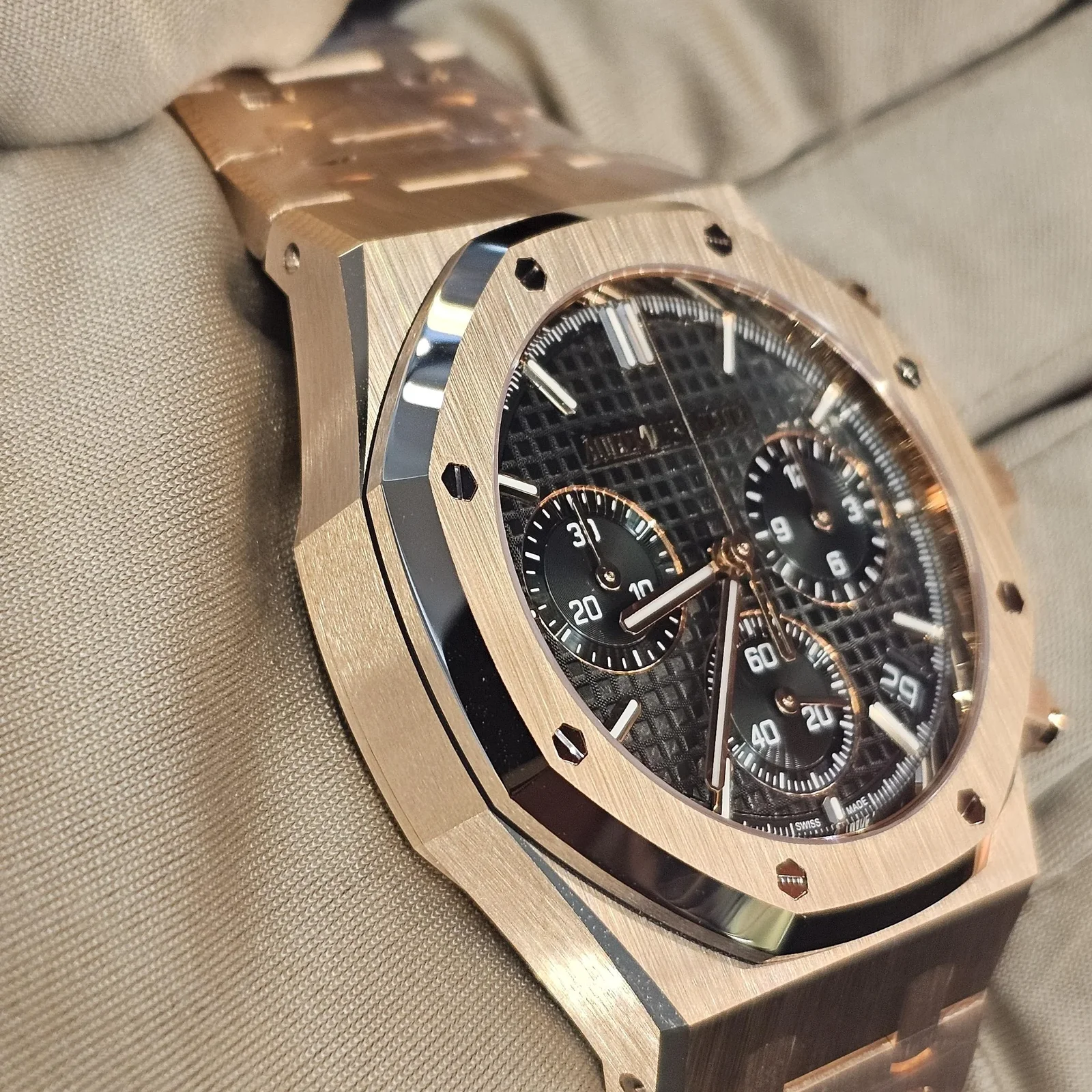 Thumb Royal Oak Chronograph 41 Pink Gold / Green