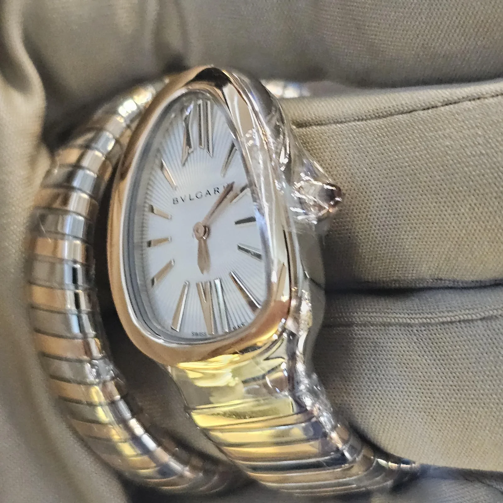 Thumb Serpenti Tubogas Stainless Steel - Rose Gold / White