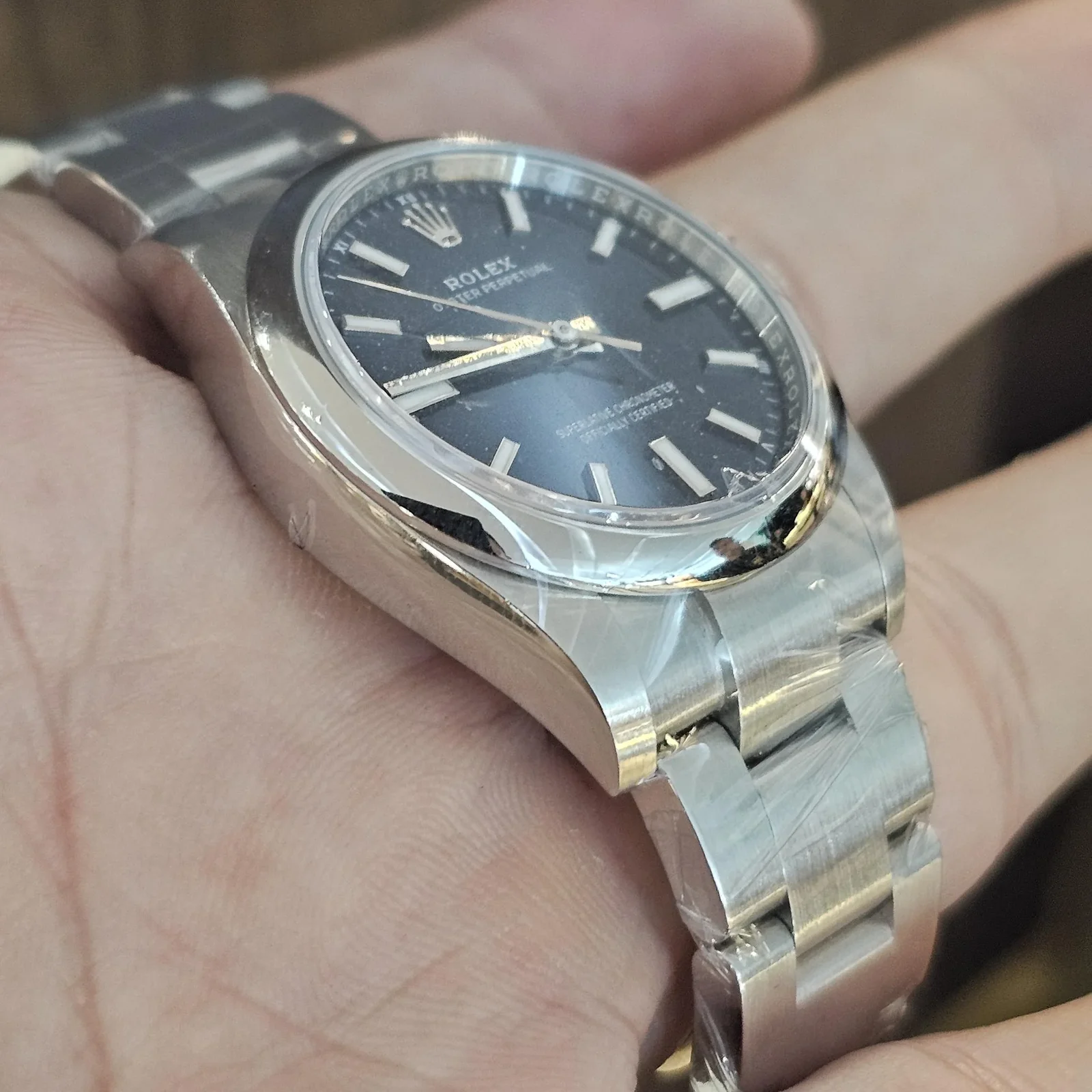 Thumb Oyster Perpetual 34 Stainless Steel / Blue