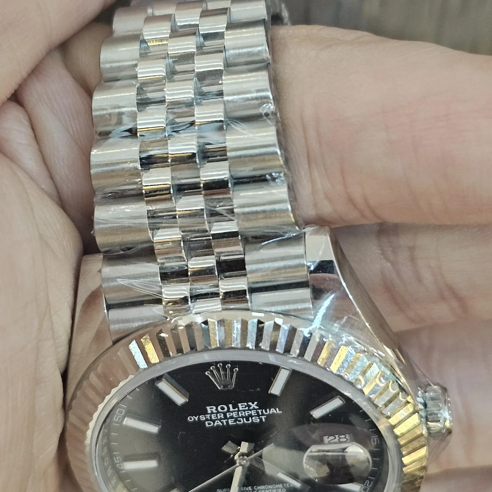 Thumb Datejust 41 Stainless Steel Fluted / Jubilee / Black
