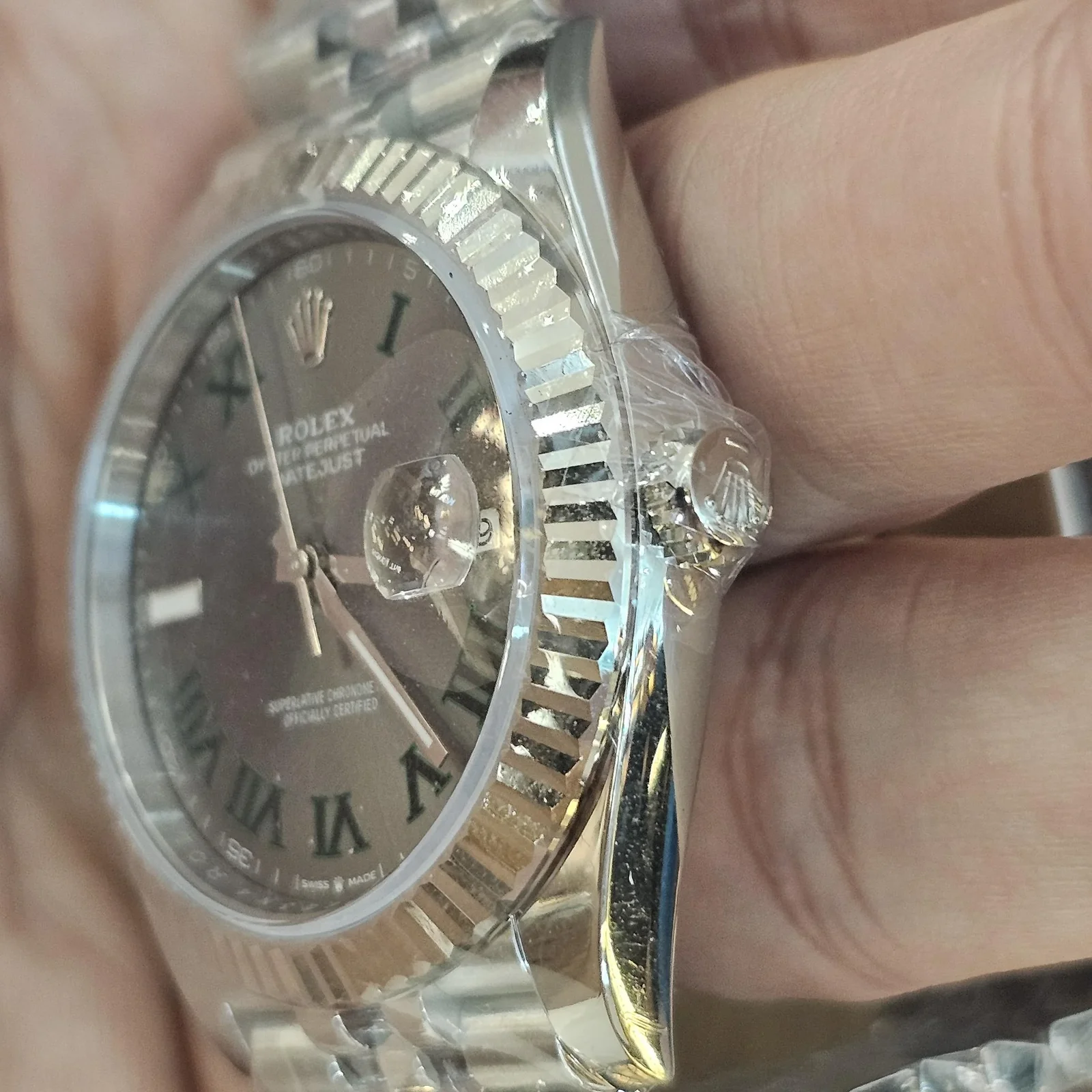 Thumb Datejust 41 Stainless Steel Fluted / Slate - Roman / Jubilee