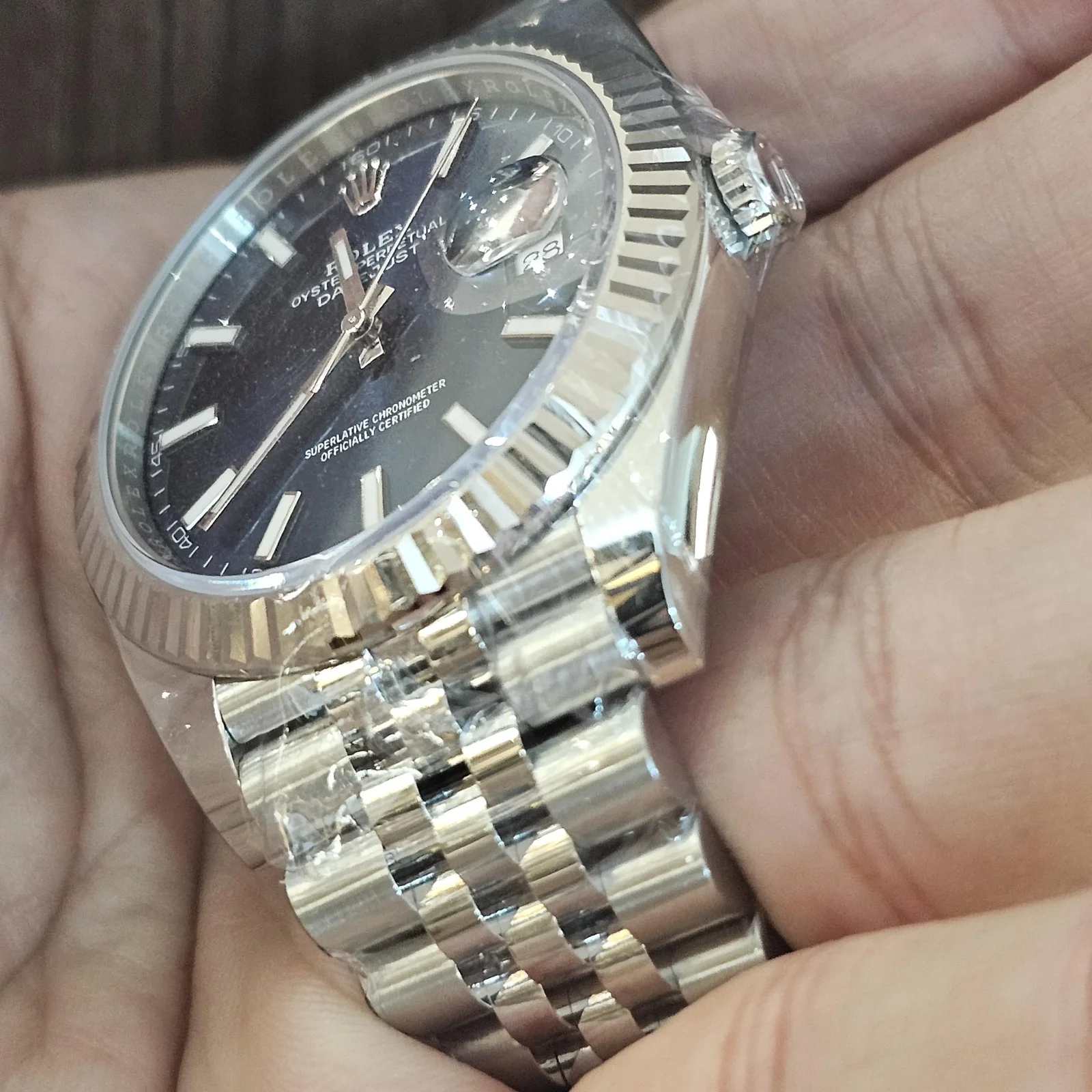 Thumb Datejust 41 Stainless Steel Fluted / Jubilee / Blue