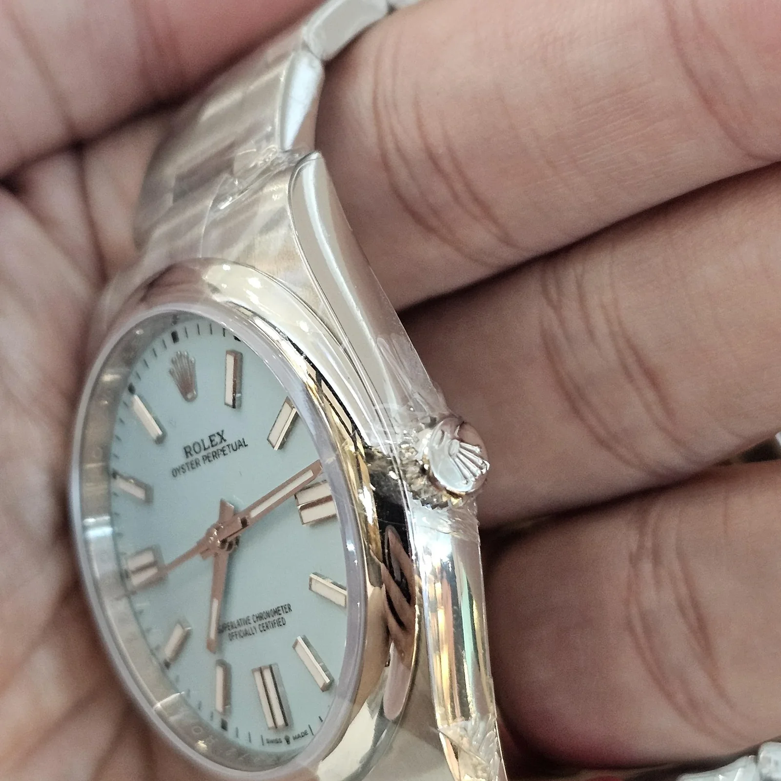 Thumb Oyster Perpetual 36 Stainless Steel / Turquoise