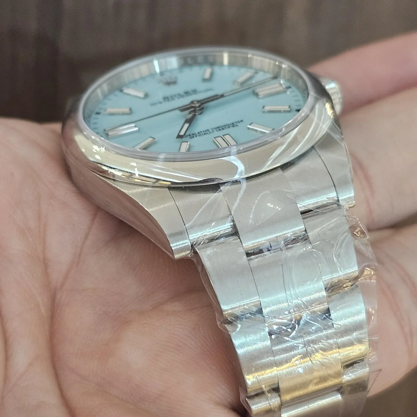 Thumb Oyster Perpetual 36 Stainless Steel / Turquoise