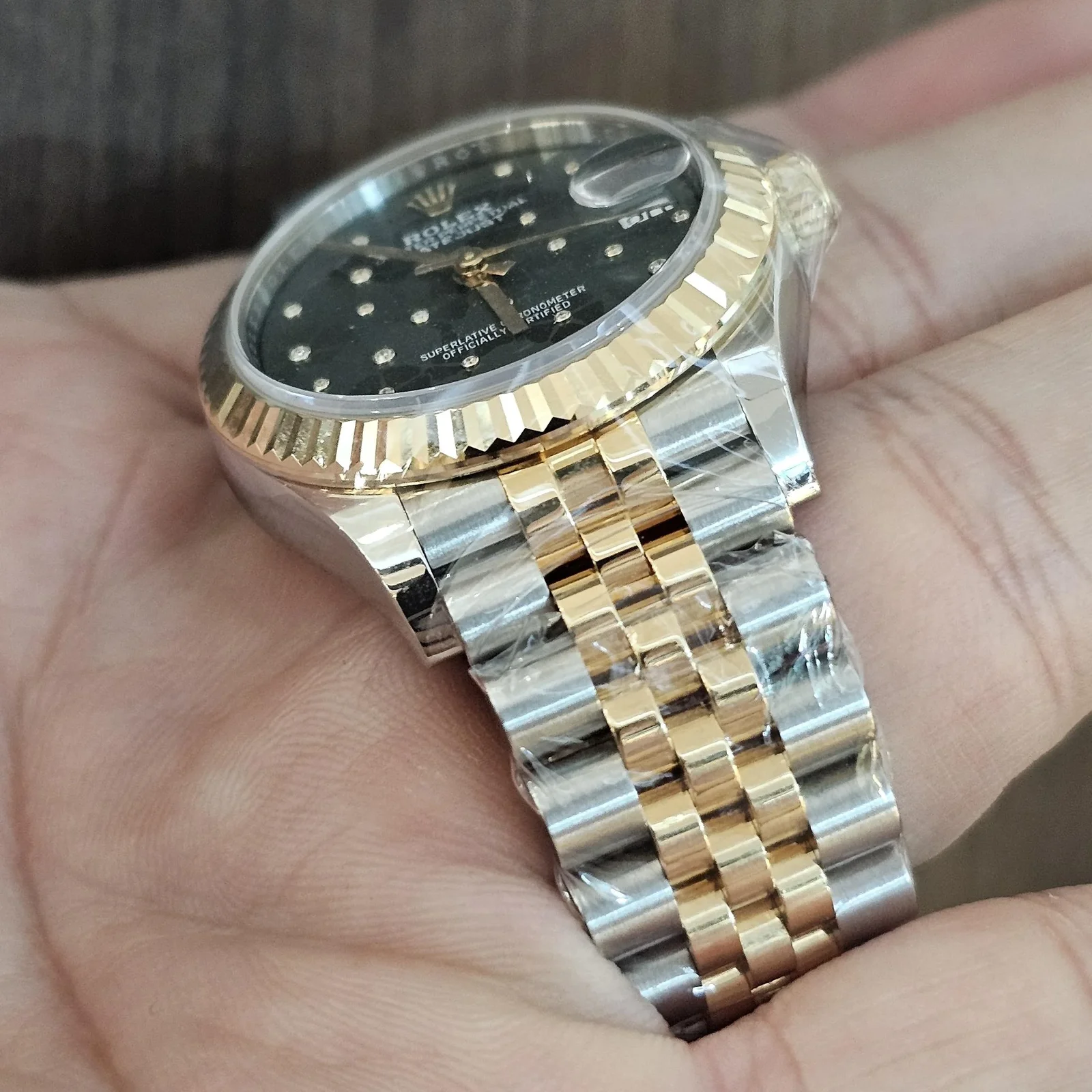 Thumb Datejust 31 Stainless Steel / Yellow Gold / Fluted / Olive - Floral / Jubilee