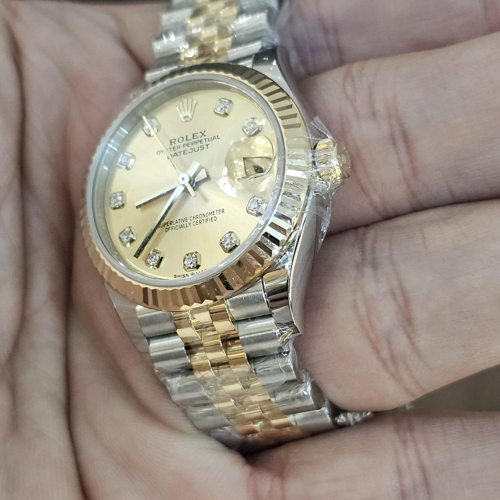 Thumb Datejust 31 Stainless Steel / Yellow Gold / Fluted / Champagne - Diamond / Jubilee
