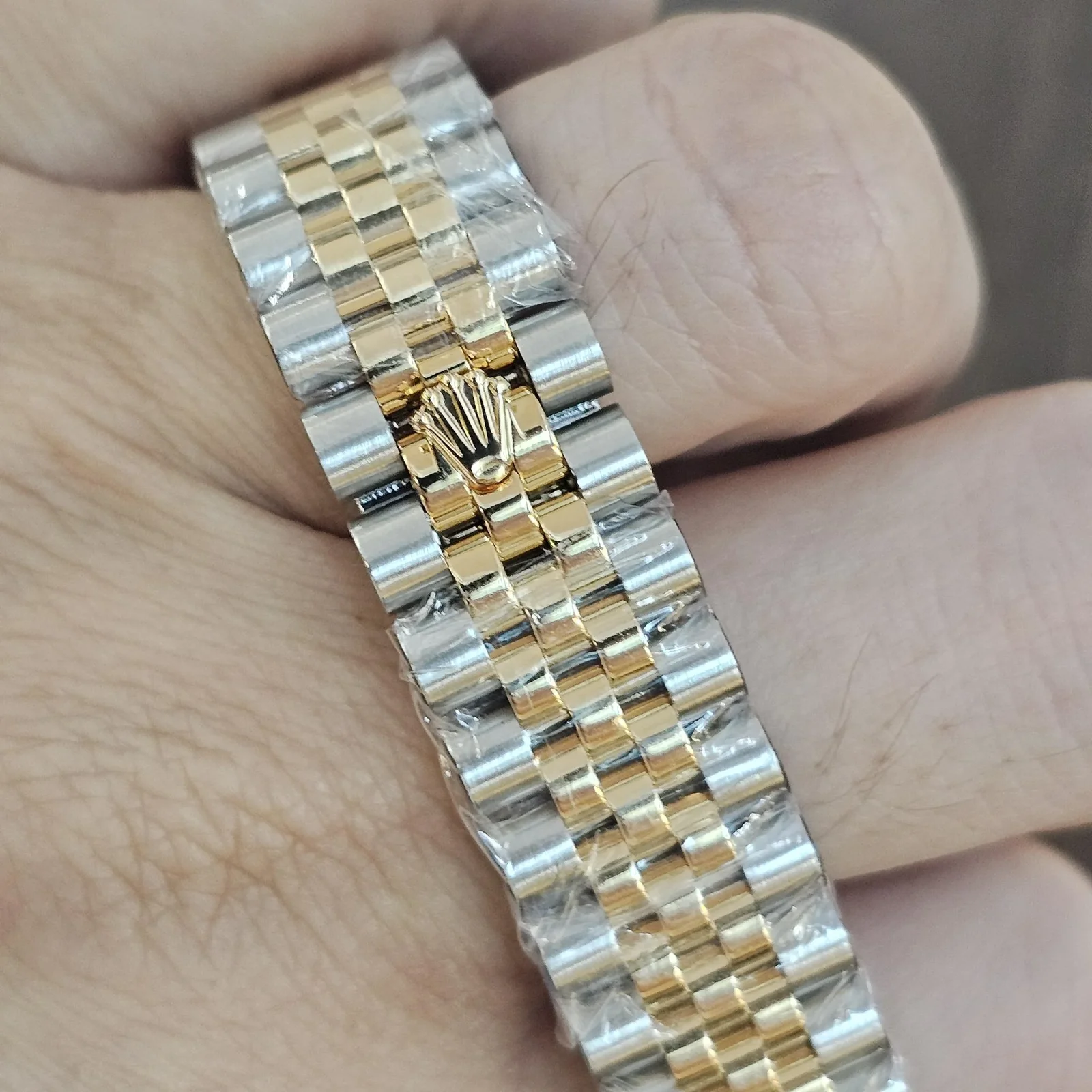 Thumb Datejust 31 Stainless Steel / Yellow Gold / Fluted / Black MOP / Jubilee