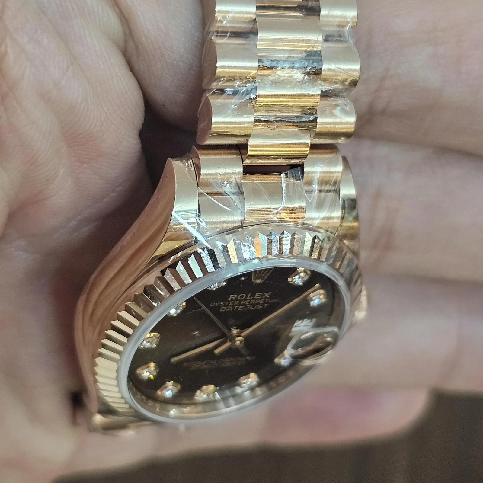 Thumb Datejust 31 Rose Gold / Fluted / Chocolate - Diamond / President