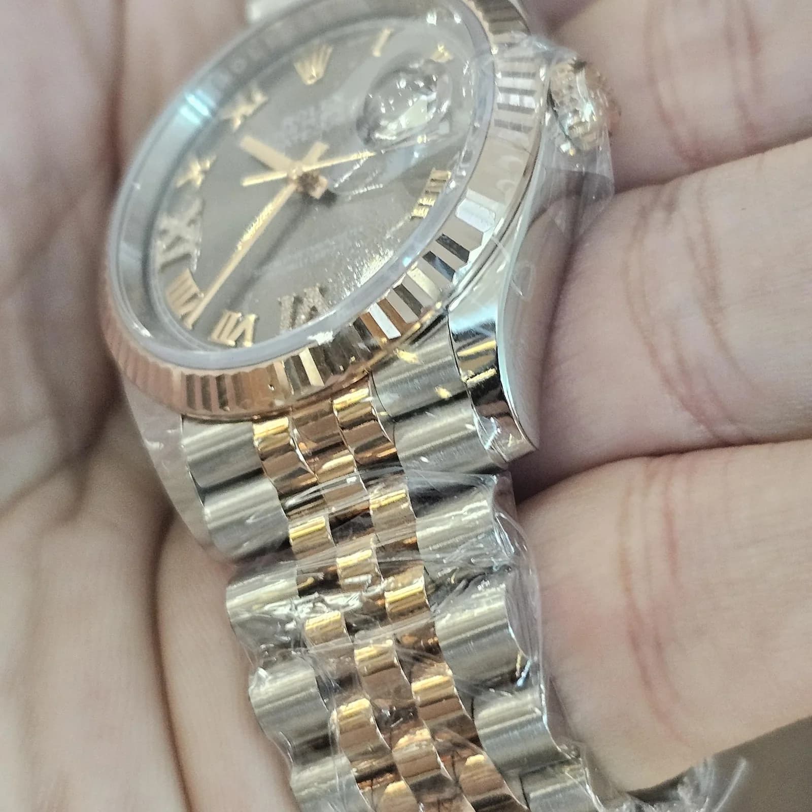 Thumb Datejust 36 Stainless Steel / Everose / Fluted / Slate Roman Diamond / Jubilee