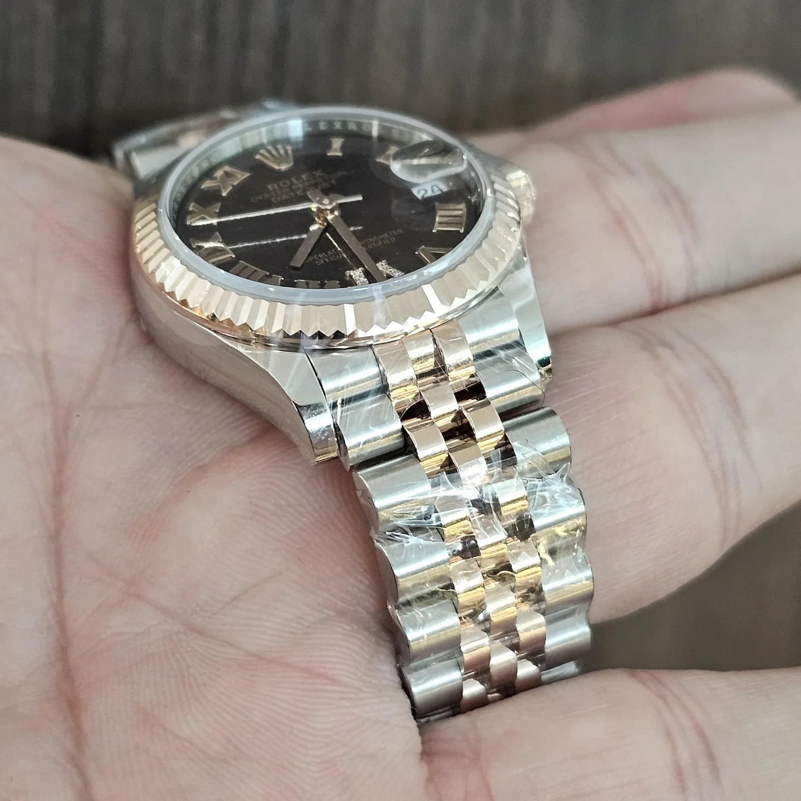 Thumb Datejust 31 Stainless Steel/ Rose Gold / Fluted / Chocolate - Roman / Jubilee