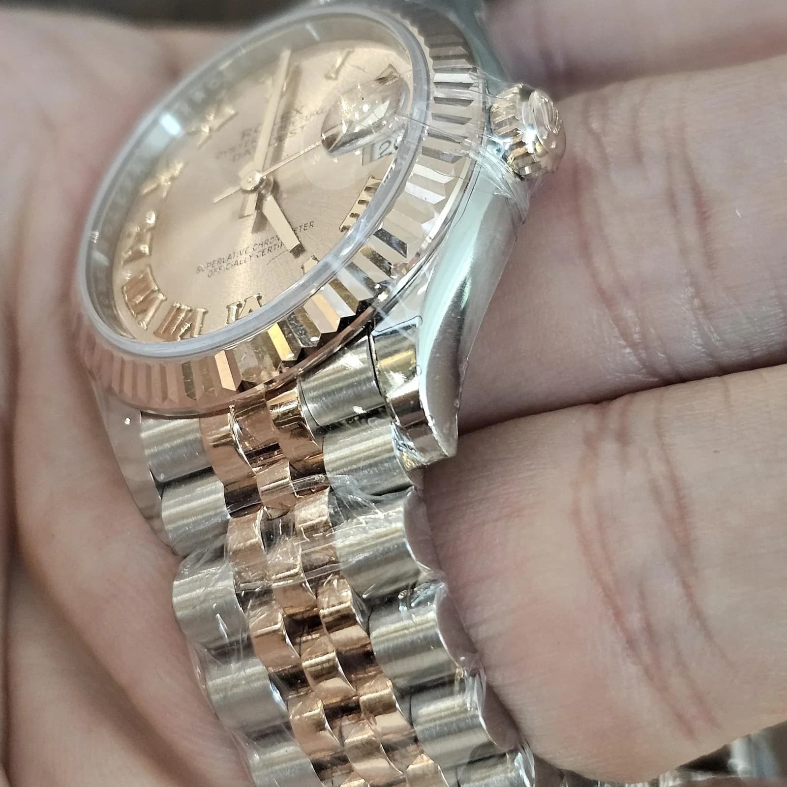 Thumb Datejust 31 Stainless Steel/ Rose Gold / Fluted / Rose - Roman / Jubilee