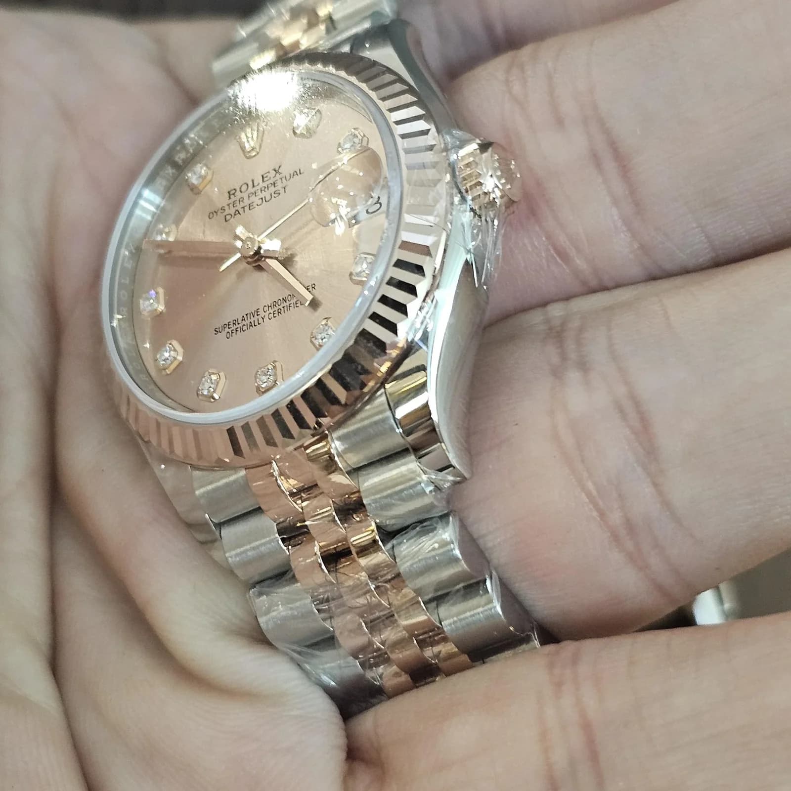 Thumb Datejust 31 Stainless Steel / Rose Gold / Fluted / Rose - Diamond / Jubilee