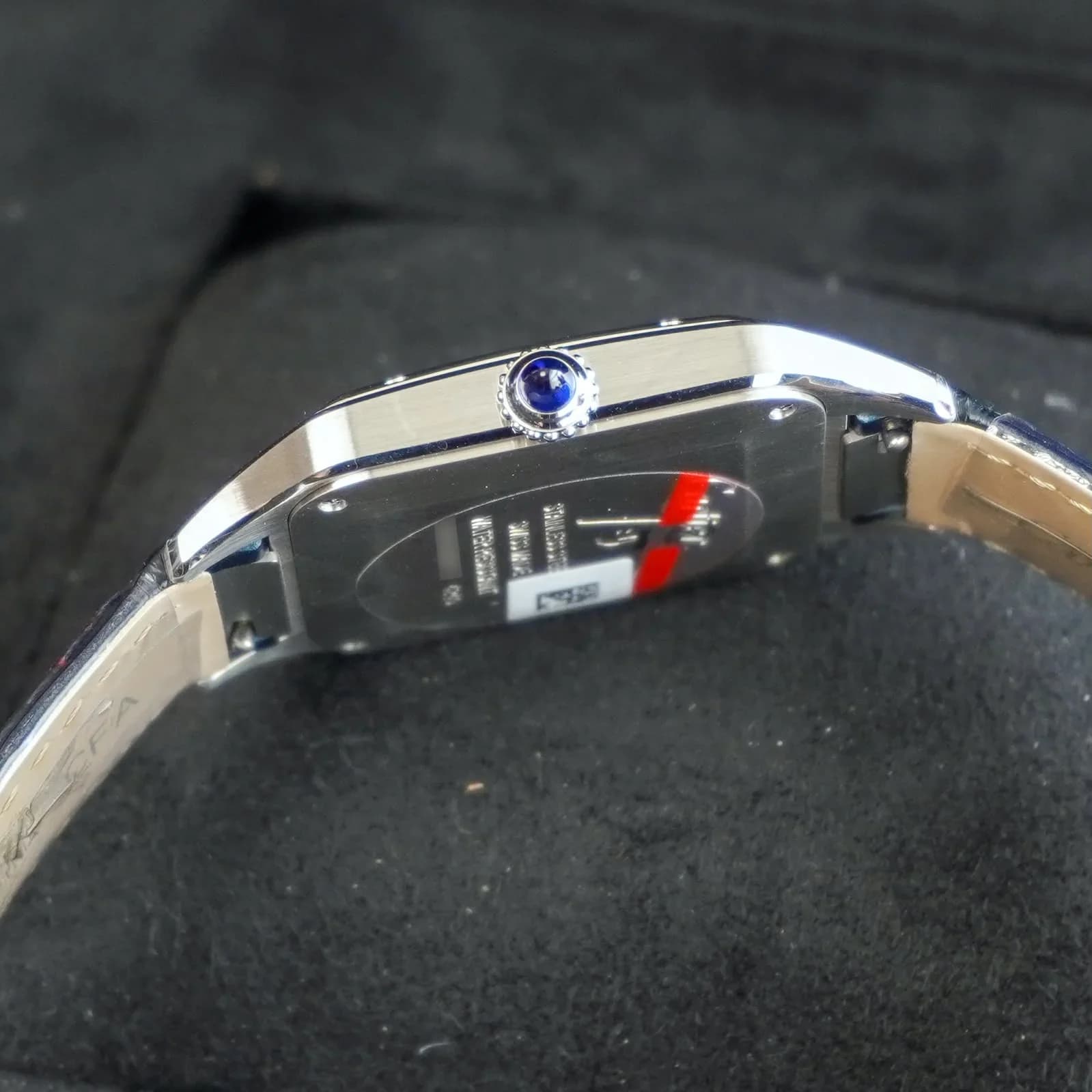 Thumb Santos Dumont Large Silver / Leather Strap
