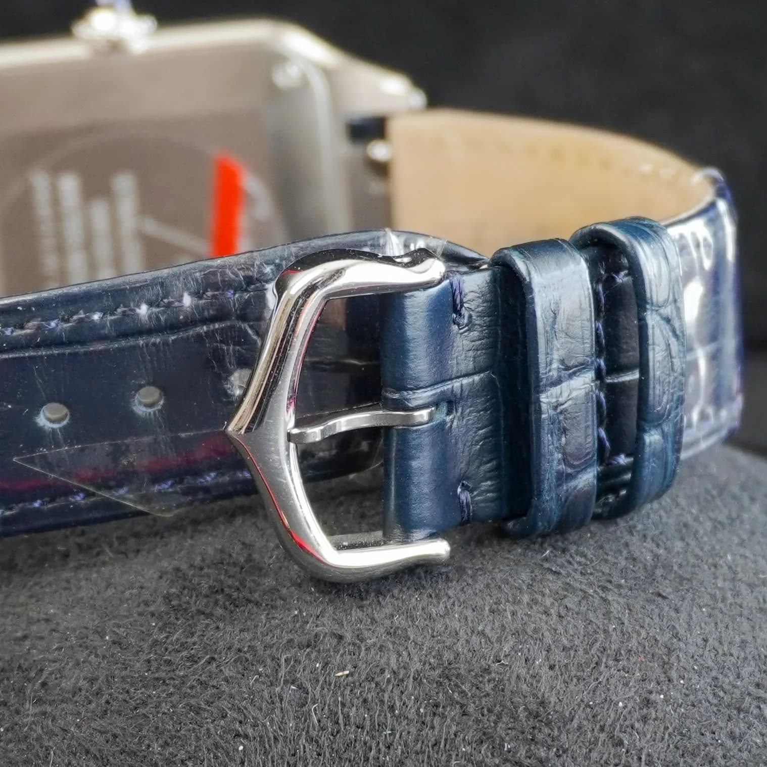Thumb Santos Dumont Large Silver / Leather Strap