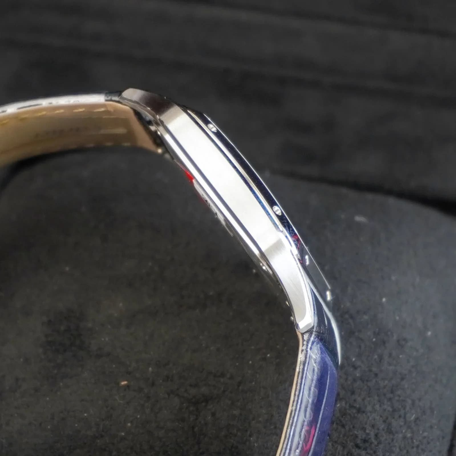 Thumb Santos Dumont Large Silver / Leather Strap