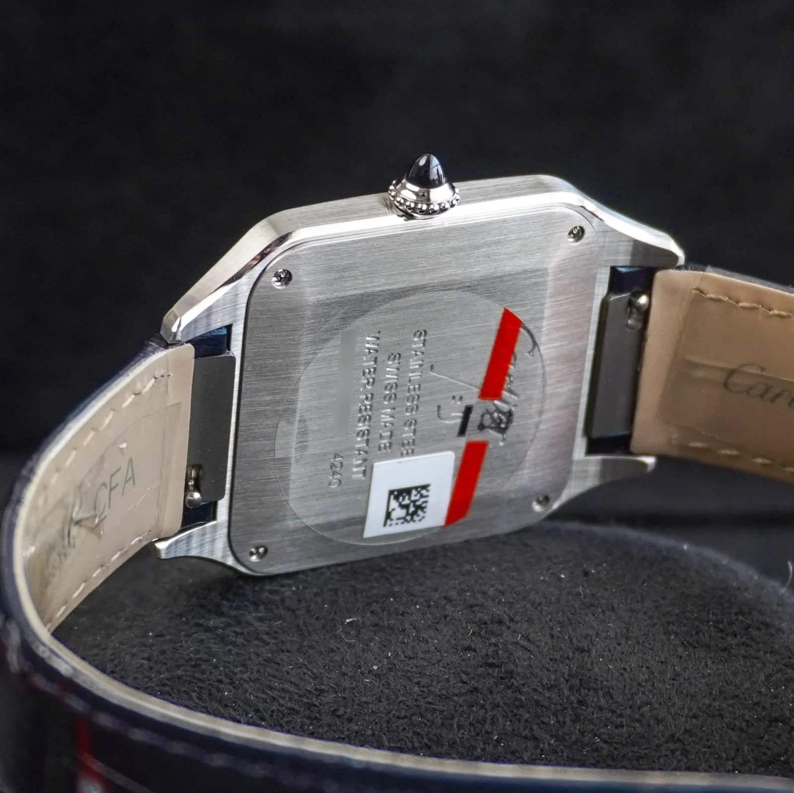 Thumb Santos Dumont Large Silver / Leather Strap
