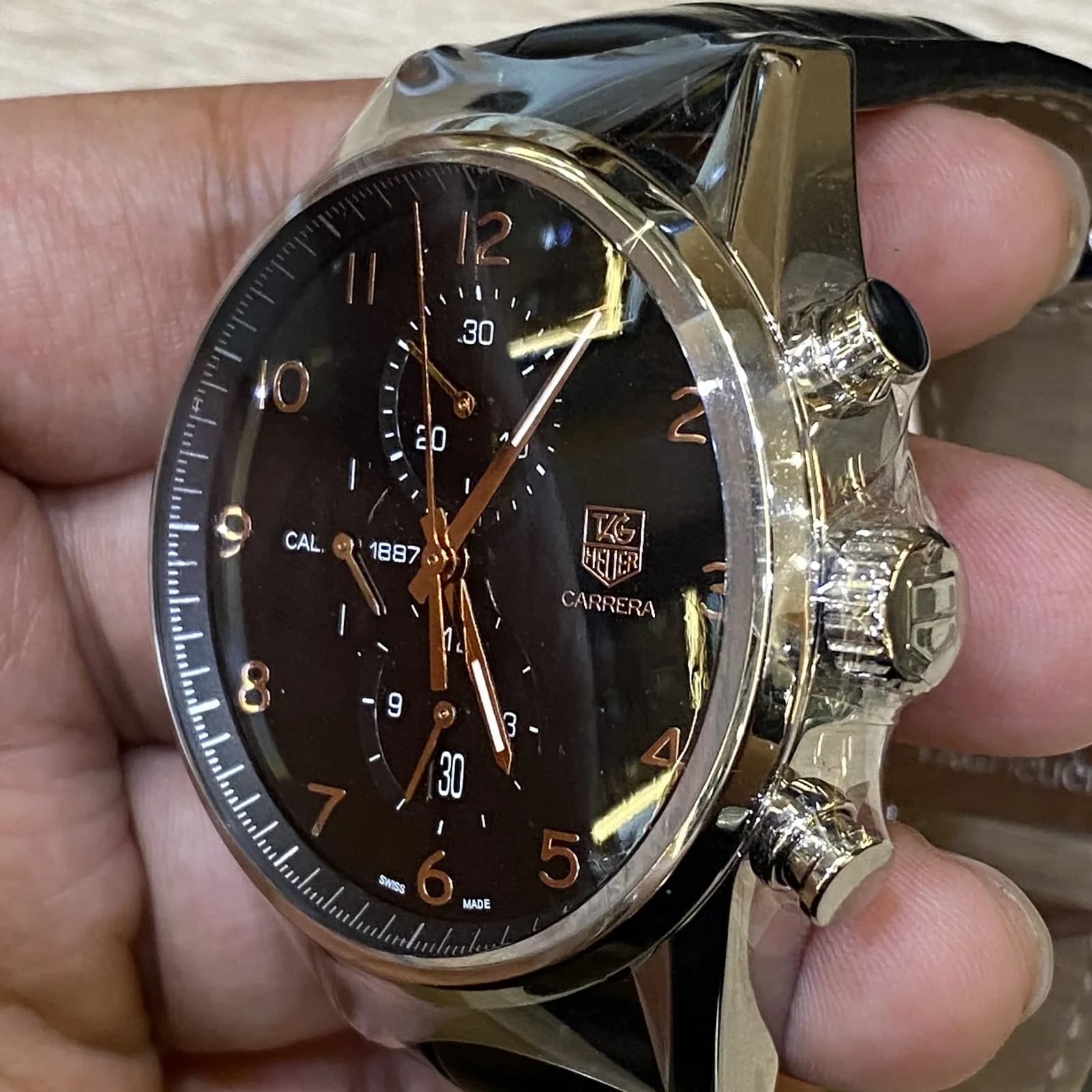 Thumb Carrera Calibre 1887 43 Stainless Steel / Black / Alligator