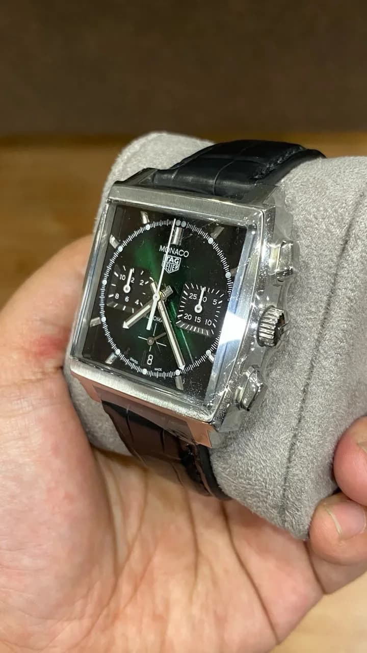 Thumb Monaco Calibre Heuer 02 Stainless Steel / Green
