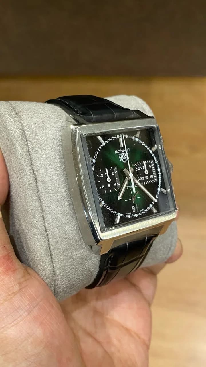 Thumb Monaco Calibre Heuer 02 Stainless Steel / Green
