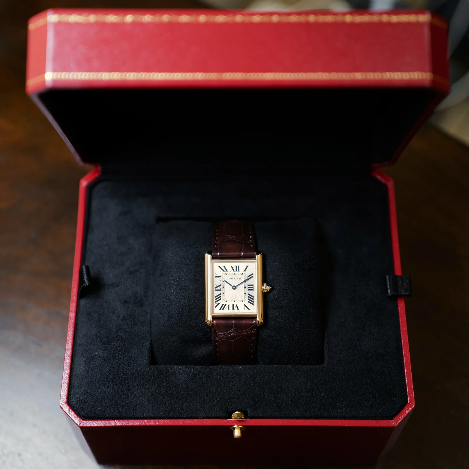 Thumb Tank Louis Cartier Large Manual Rose Gold / Silver