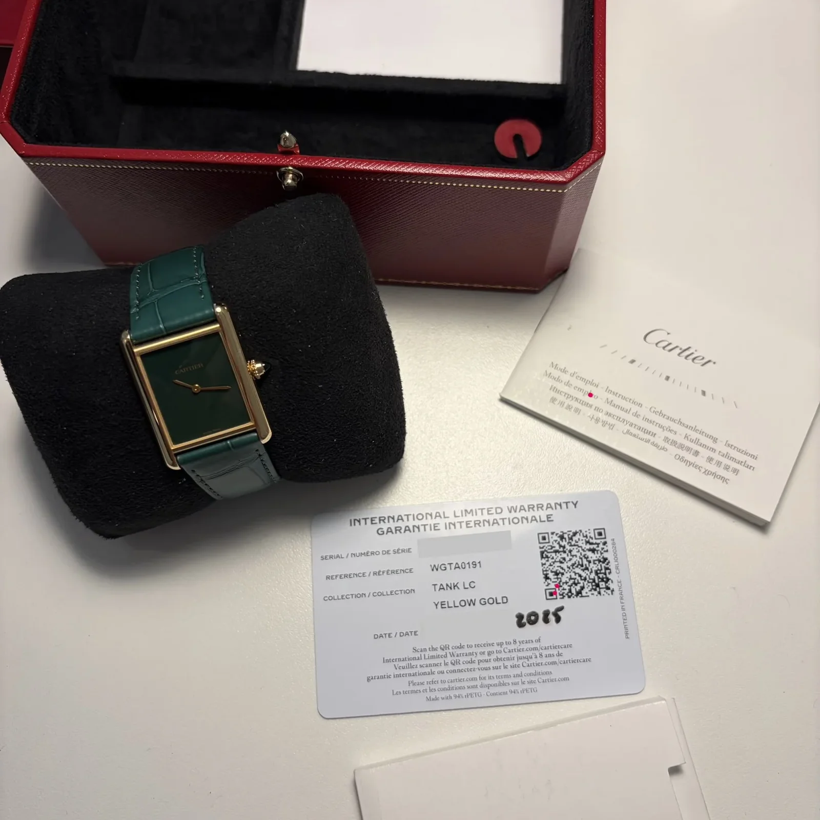 Thumb Tank Louis Cartier Large Manual Yellow Gold / Green