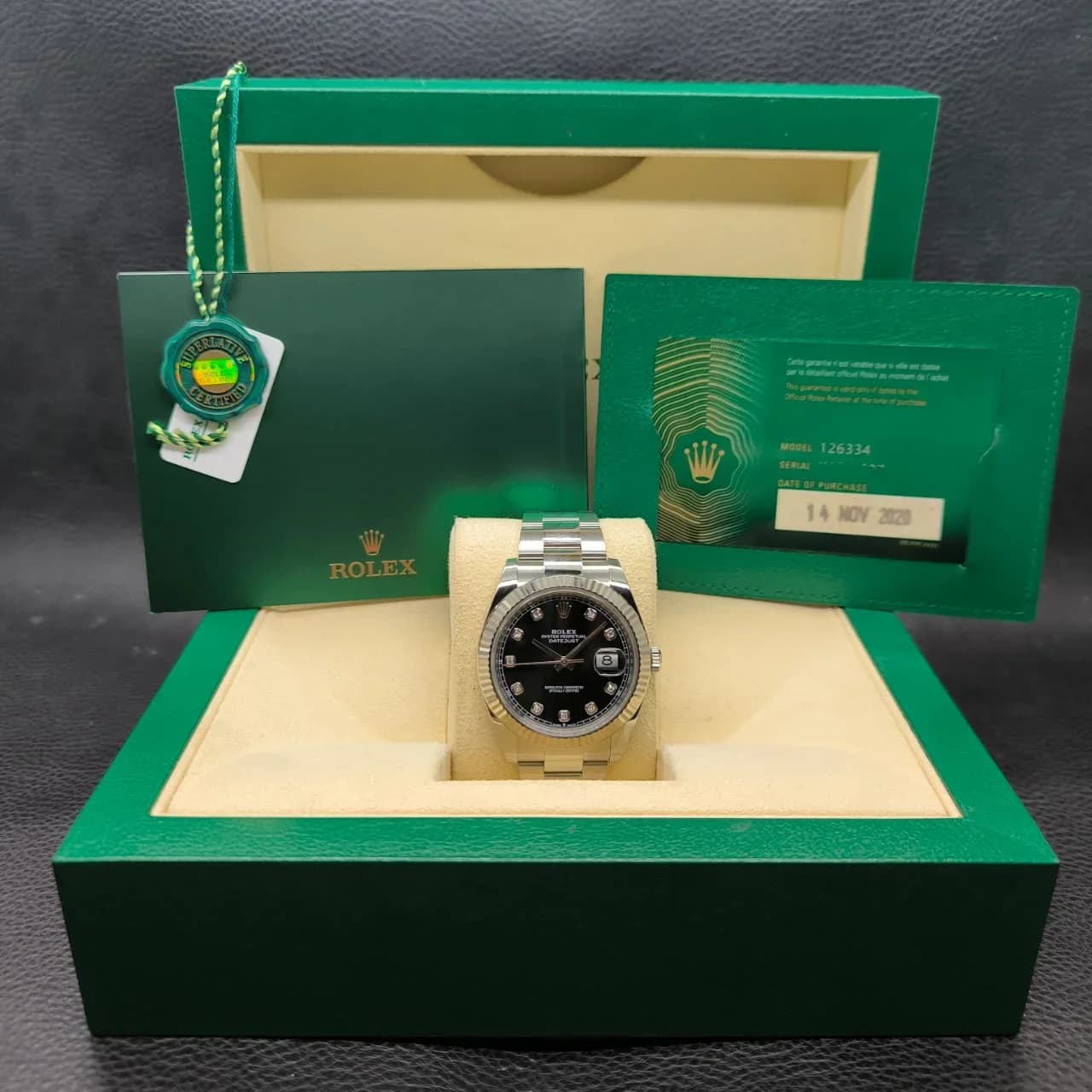 Thumb Datejust 41 Stainless Steel Fluted / Oyster / Black - Diamond
