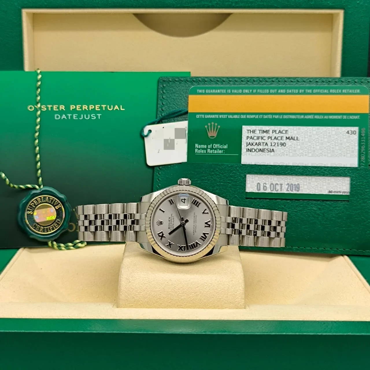 Thumb Datejust 31 Stainless Steel Fluted / Jubilee / Rhodium Roman