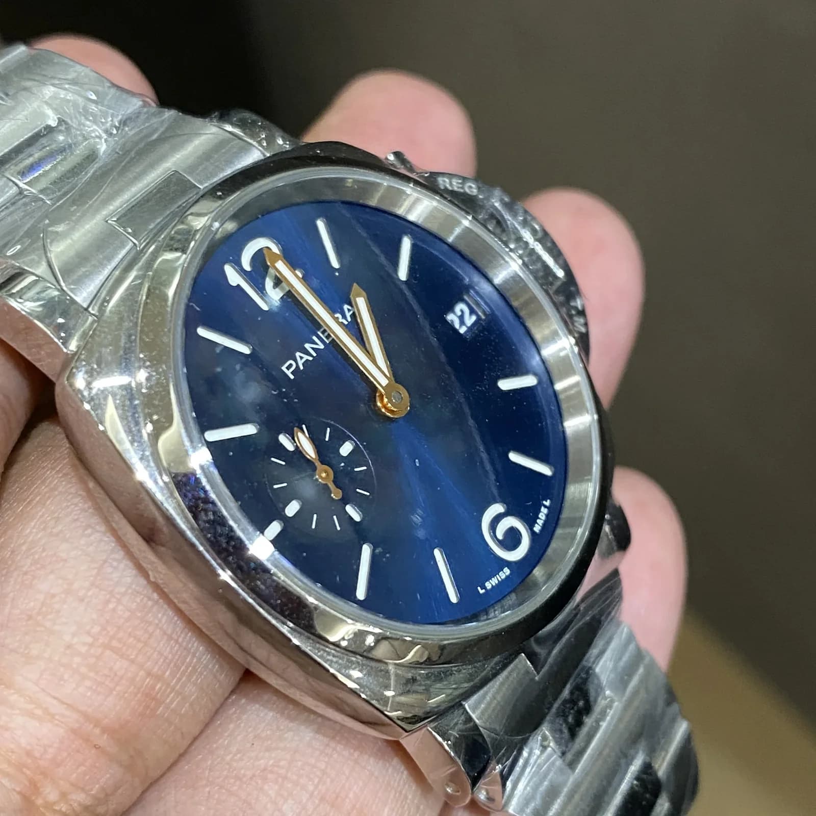 Thumb Luminor Due 38 Automatic Stainless Steel / Blue / Bracelet