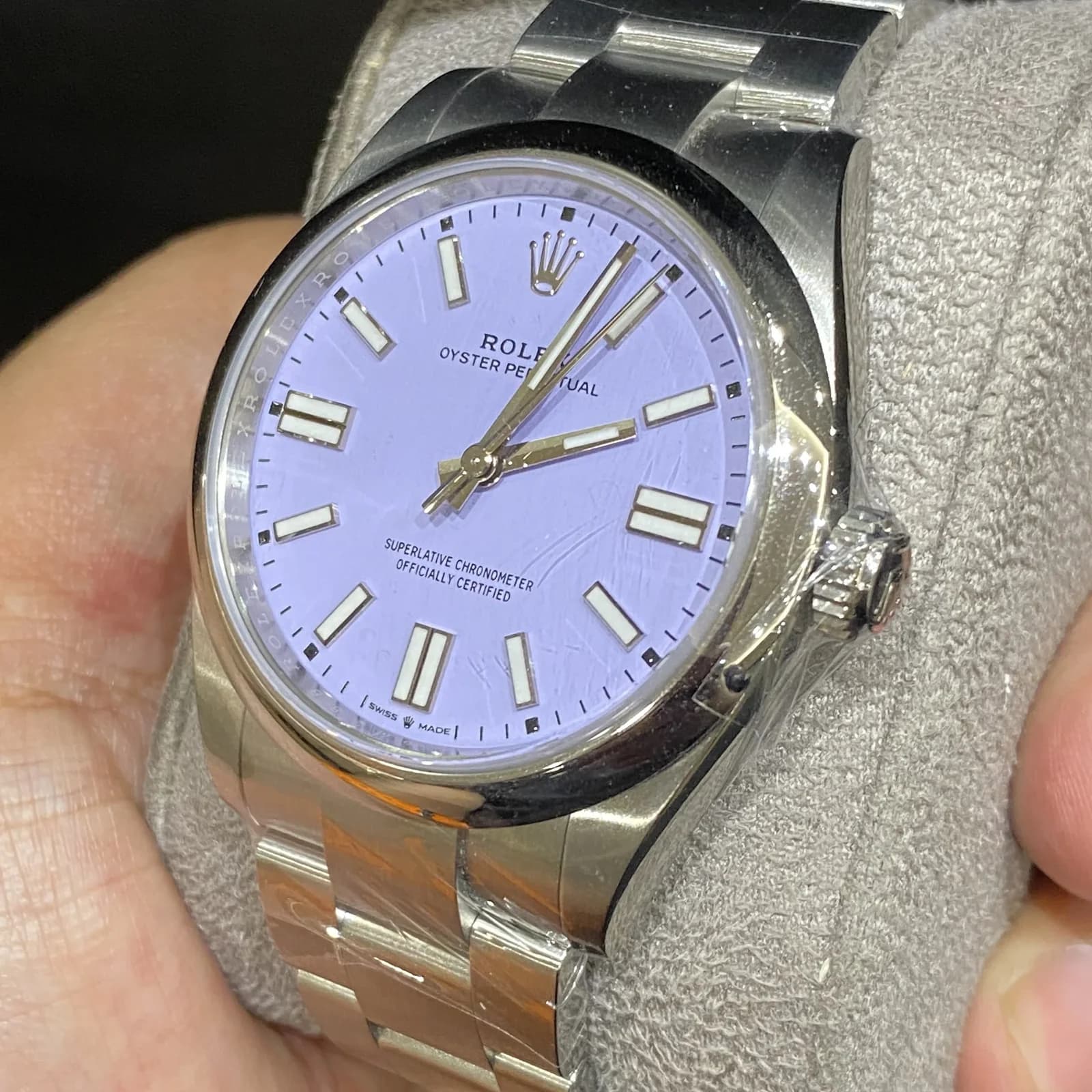 Thumb Oyster Perpetual 41 Stainless Steel / Lavender