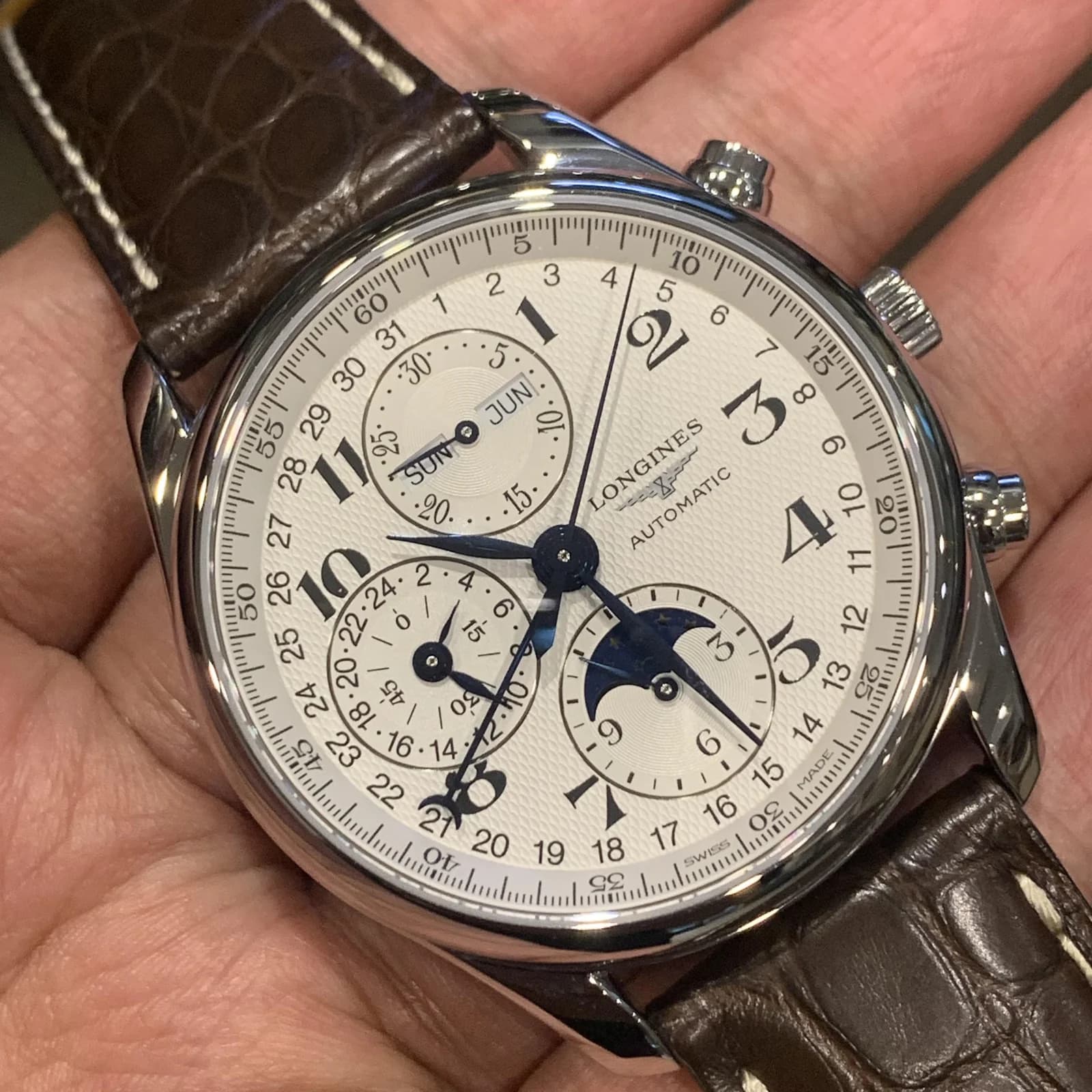 Thumb Master Collection 40 Chronograph Calendar Stainless Steel / Silver / Alligator