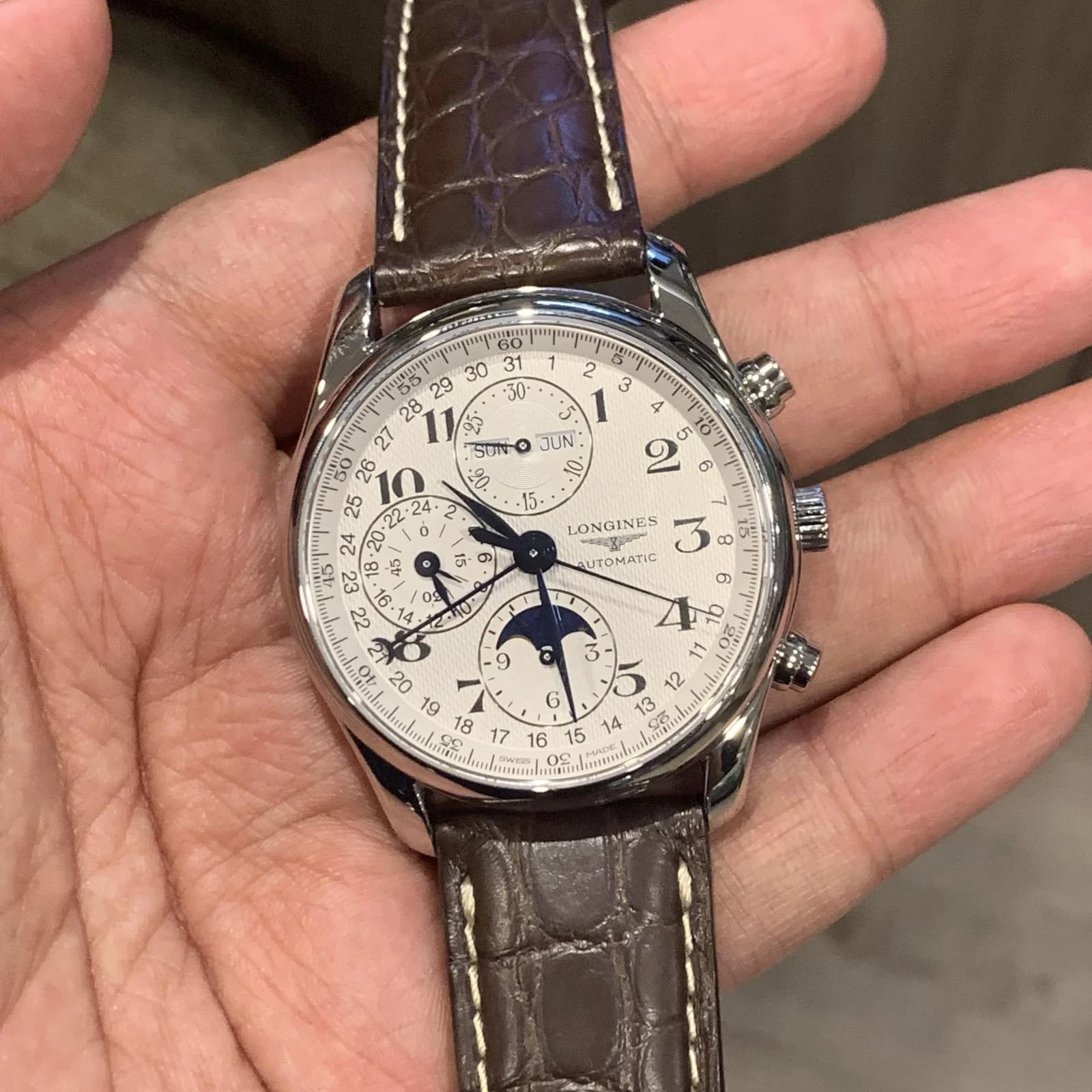 Thumb Master Collection 40 Chronograph Calendar Stainless Steel / Silver / Alligator