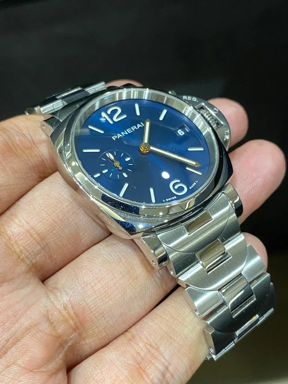 Thumb Luminor Due 38 Automatic Stainless Steel / Blue / Bracelet
